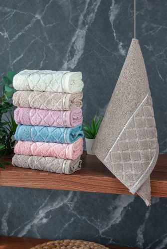 Jakarlı %100 Pamuklu 6'lı Lüks Kutulu Çeyizlik Mutfak Havlusu 30X50 - 00743 - 1