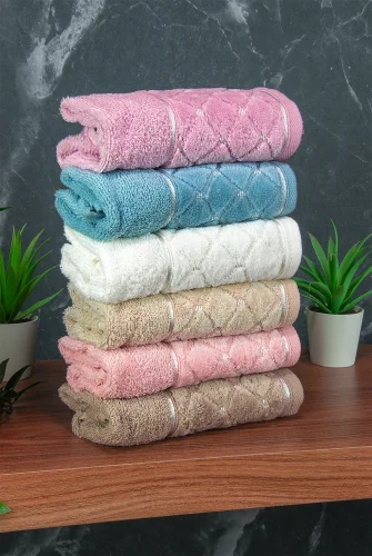 Jakarlı %100 Pamuklu 6'lı Lüks Kutulu Çeyizlik Mutfak Havlusu 30X50 - 00743 - 5