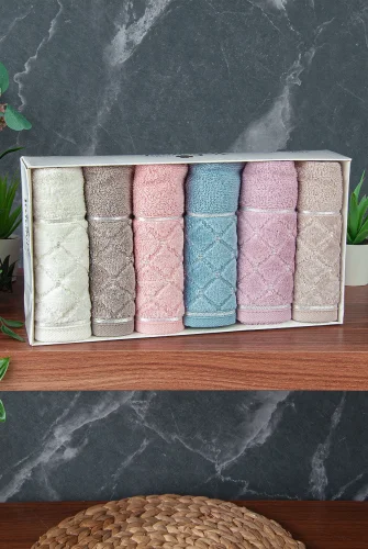 Jakarlı %100 Pamuklu 6'lı Lüks Kutulu Çeyizlik Mutfak Havlusu 30X50 - 00743 - 3