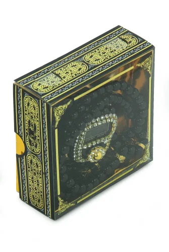 Kabe Desen Kutulu İnci Tesbihli Taşlı Zikirmatik Mevlüt Hediyesi - Siyah - ihvanonline (1)