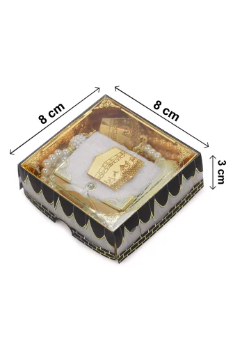 Kabe Desen Kutulu Pleksili İnci Tesbihli Kadife Kaplı Mini Kuran Mevlüt Hediyesi - Beyaz - 6