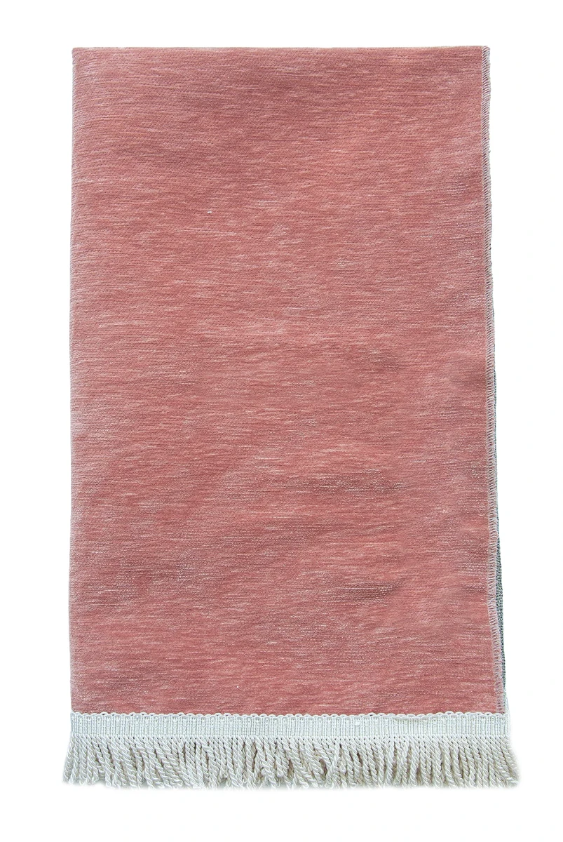 Kabe Desenli Örgü Püsküllü Şönil Seccade Pembe - 3