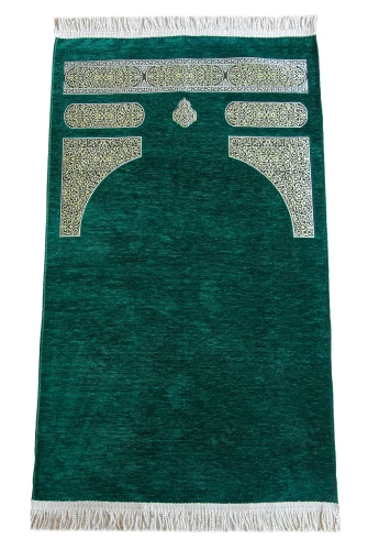 Kabe Desenli Örgü Püsküllü Şönil Seccade Yeşil 