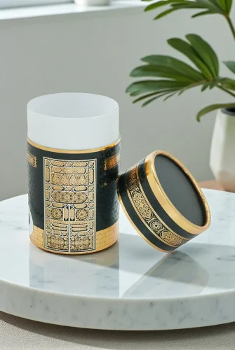 Kabe Desenli Silindir Kutu - Siyah - 1