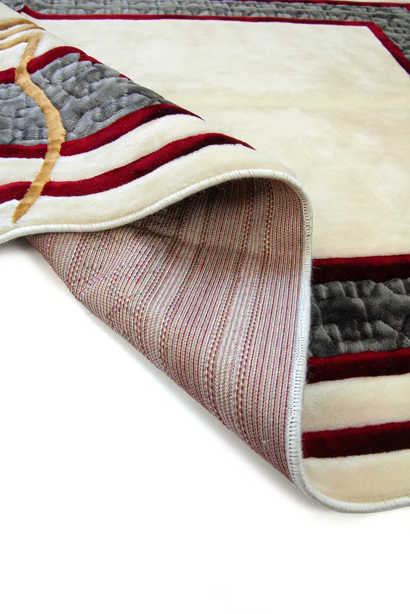 Kabe Detaylı Lüks Kaymaz Tabanlı Kadife Seccade - 4