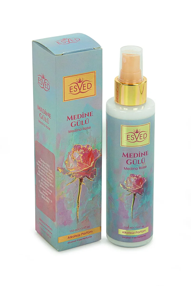 Anneler Gününe Özel - Kabe İşlemeli Lüks Kadife Seccade,Zikirmatik,İnci Tesbih,Medine Gülü Parfüm 150 ml - Kutulu Hediye Seti - Pembe - 8