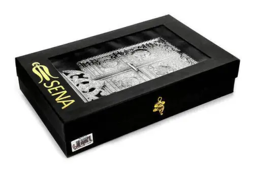 Kabe Kapısı Desenli Gümüş Renkli Kuranı Kerim Kutusu Kuran Hediyeli - 7