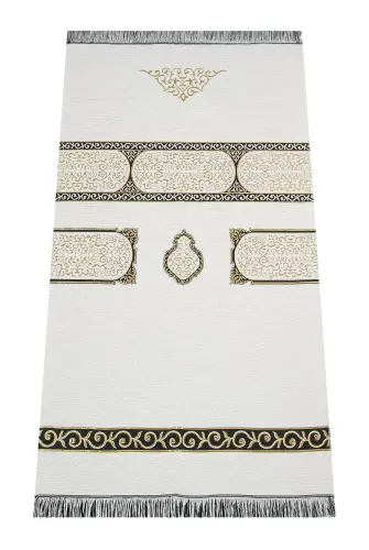 Kabe Kapısı Desenli Şönil Seccade - Beyaz 