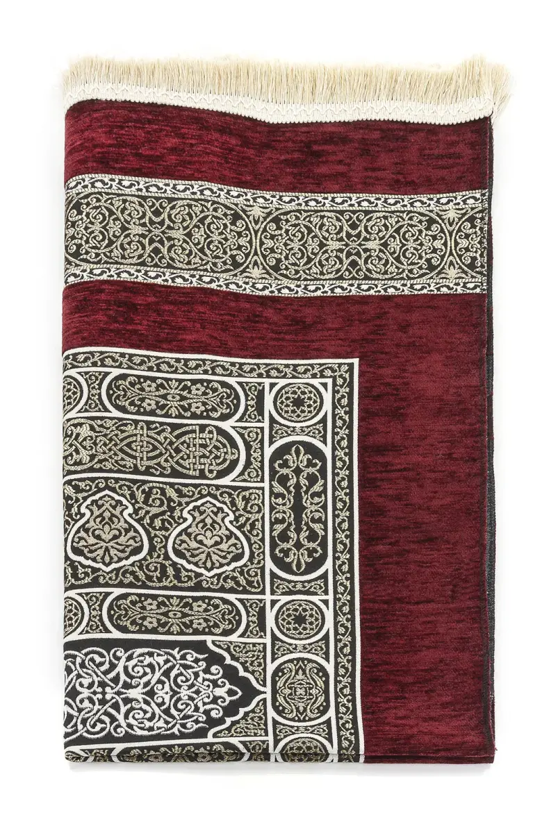 Kabe Kapısı Desenli Şönil Seccade-Kırmızı Renk - 3