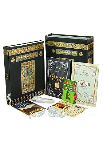 Kabe Kutulu Kalem Kuranı Kerim Seti Cami Boy – Sesli Kuran Okuyan Kalem, Elifba ve Tecvid Kitaplı Eğitim Seti - 1
