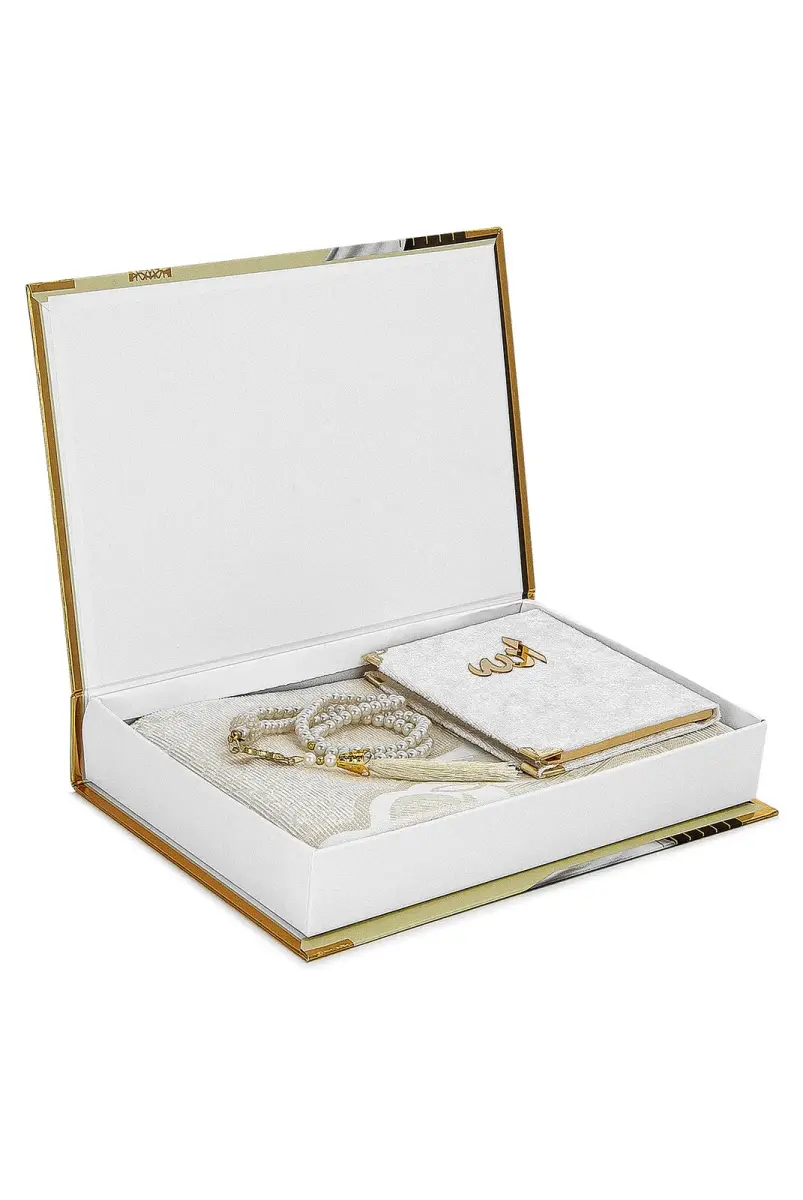 Kabe Kutulu ve Tafta Seccadeli Yasin Seti Krem Renk - 4