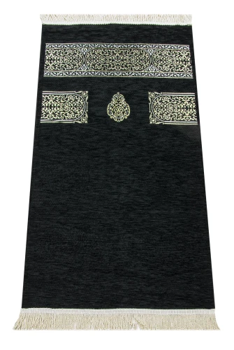 Kabe Maketli Medine Hatlı Kuranı Kerim, Tesbih, Şal ve Seccade Hediyelik Set - Siyah - 6