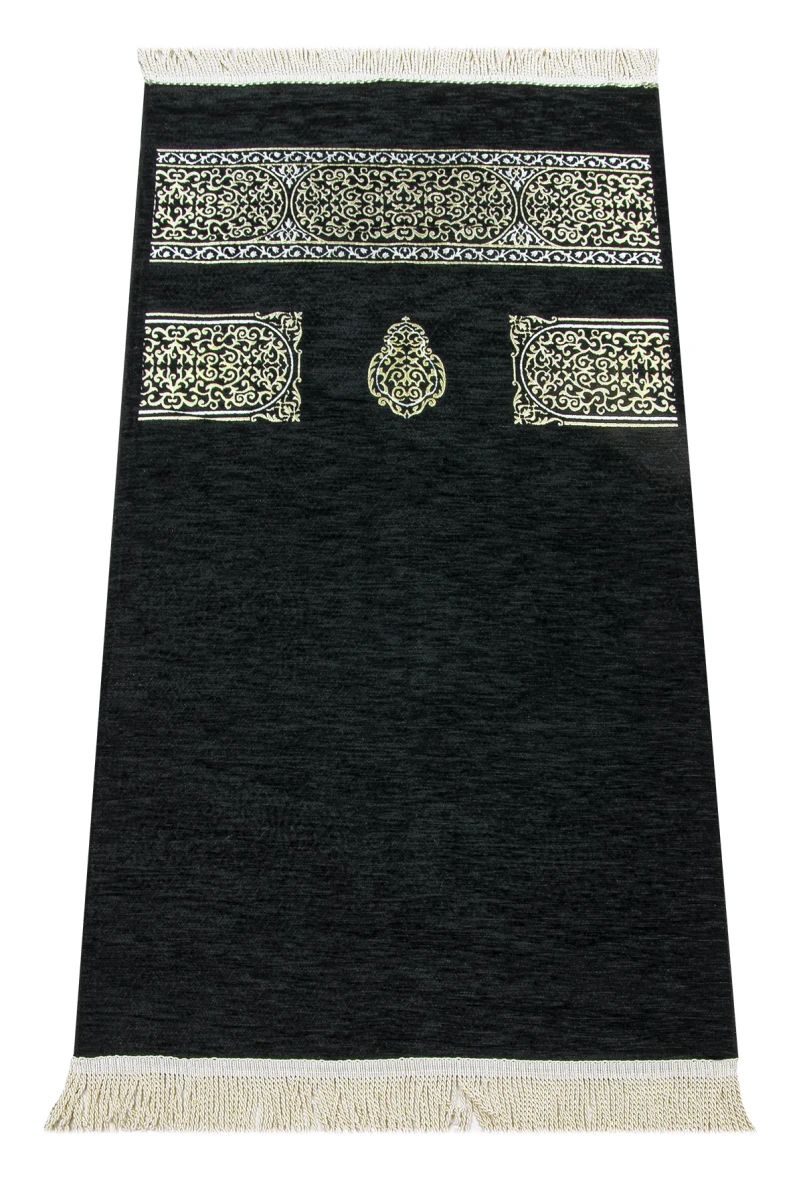 Kabe Maketli Medine Hatlı Kuranı Kerim, Tesbih, Şal ve Seccade Hediyelik Set - Siyah - 6