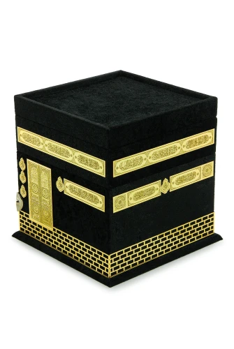 Kabe Maketli Medine Hatlı Kuranı Kerim, Tesbih, Şal ve Seccade Hediyelik Set - Siyah - 8