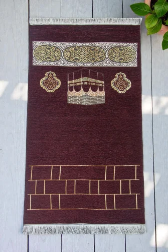 Kabe Motifli Şönil Seccade - Bordo - 1