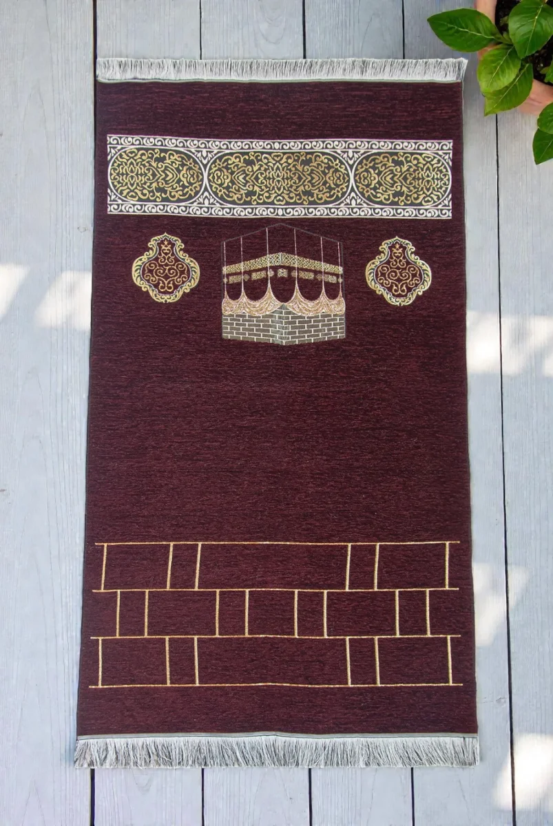 Kabe Motifli Şönil Seccade - Bordo - 1