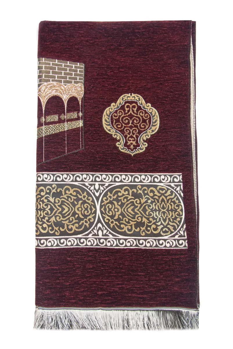 Kabe Motifli Şönil Seccade - Bordo - 4