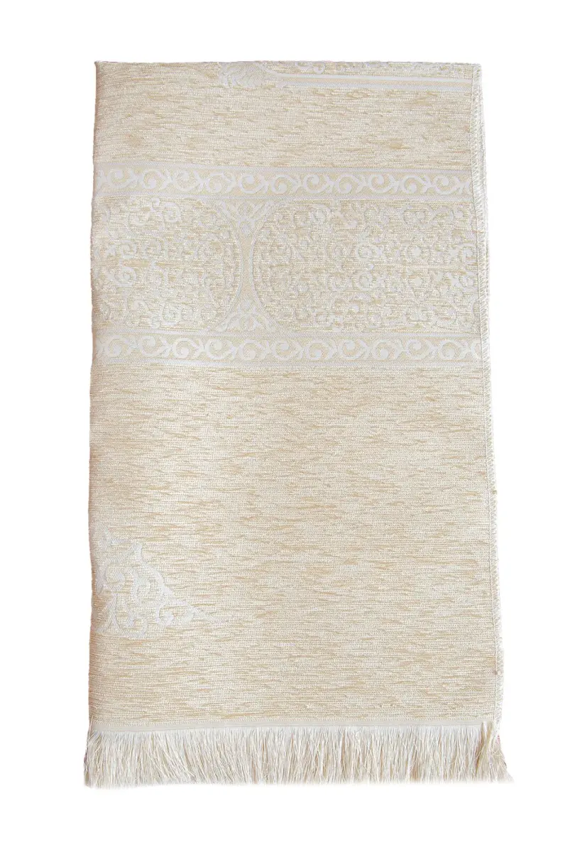 Kabe Motifli Şönil Seccade Krem - 2