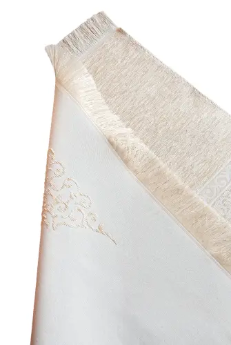 Kabe Motifli Şönil Seccade Krem - 3