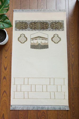 Kabe Motifli Şönil Seccade - Krem - 1