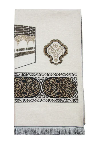 Kabe Motifli Şönil Seccade - Krem - 4