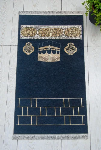 Kabe Motifli Şönil Seccade - Lacivert 