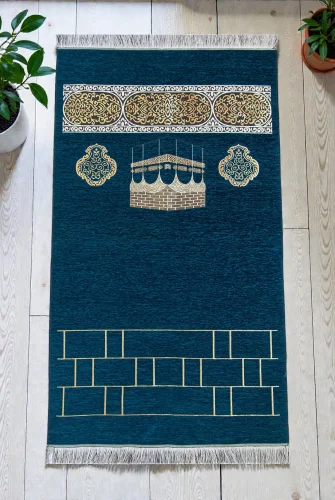 Kabe Motifli Şönil Seccade - Petrol 