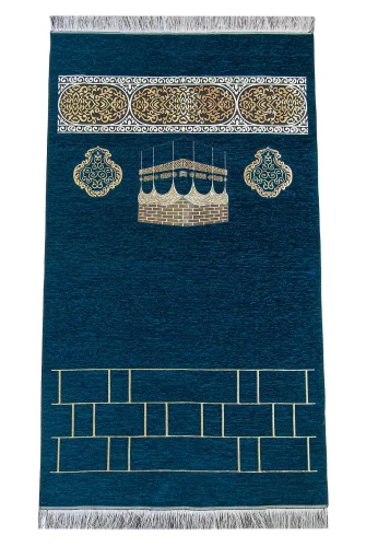 Kabe Motifli Şönil Seccade - Petrol - ihvanonline (1)