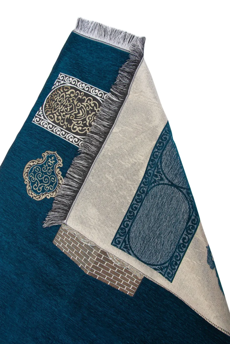 Kabe Motifli Şönil Seccade - Petrol - 3