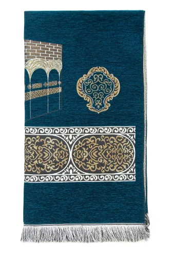 Kabe Motifli Şönil Seccade - Petrol - 4