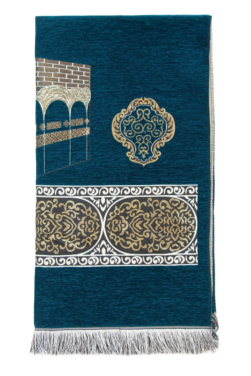 Kabe Motifli Şönil Seccade - Petrol - 4