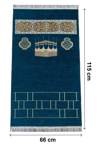 Kabe Motifli Şönil Seccade - Petrol - 5