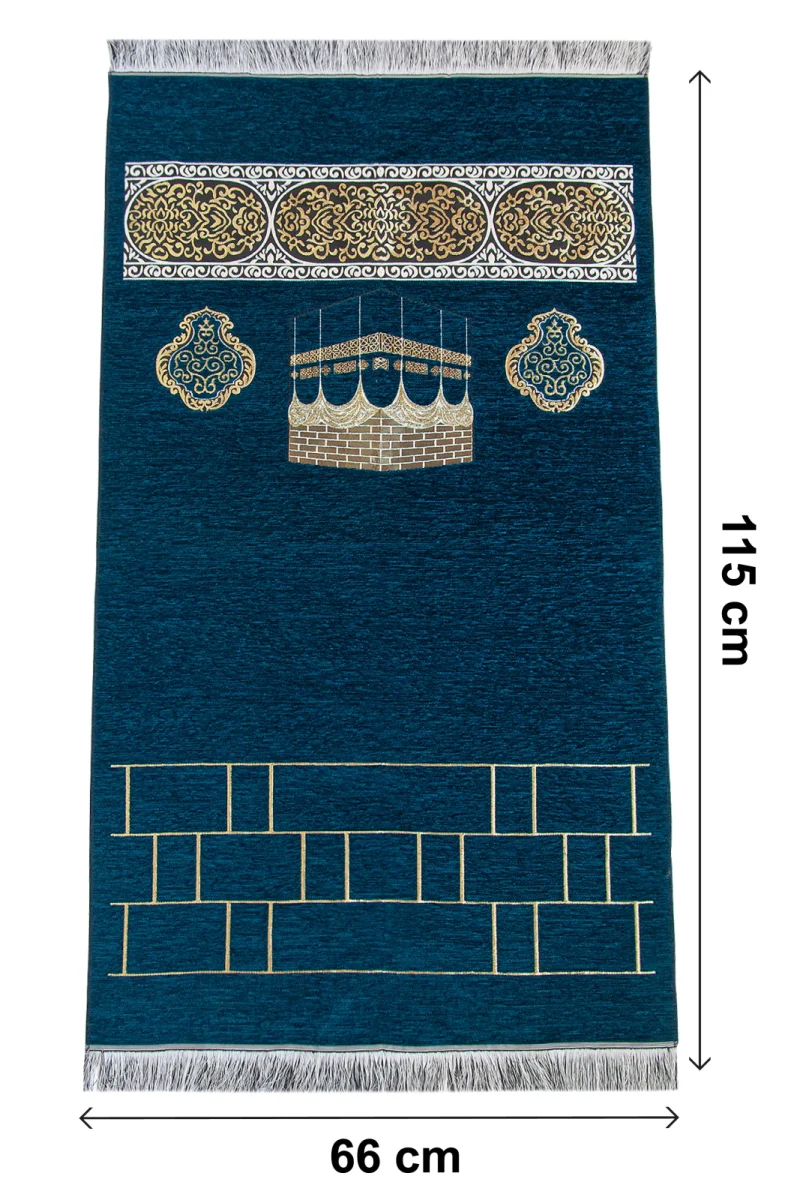 Kabe Motifli Şönil Seccade - Petrol - 5