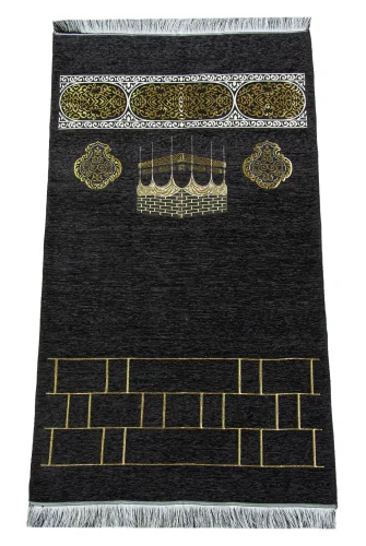 Kabe Motifli Şönil Seccade - Siyah - ihvanonline (1)