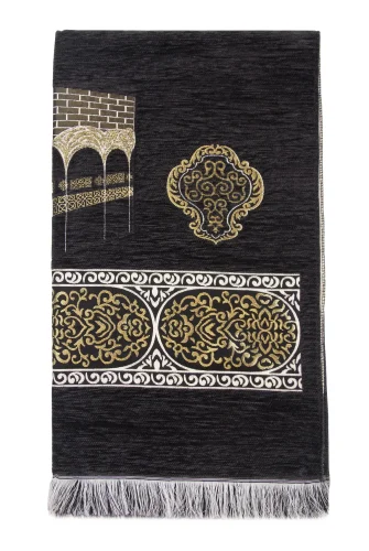Kabe Motifli Şönil Seccade - Siyah - 4