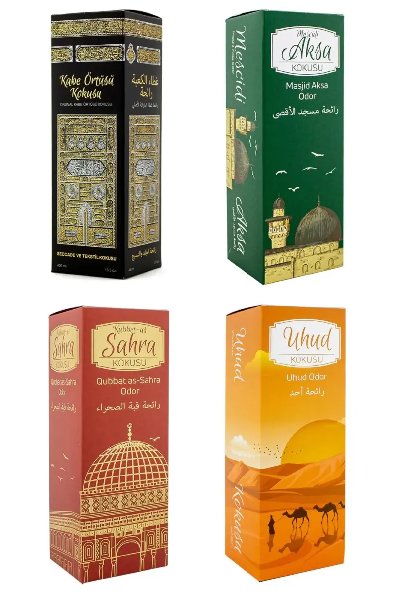 Kabe Örtüsü Kokusu Mescidi Aksa Kokusu Kubbetül Sahra kokusu Ve Uhud Kokusu Sprey 400 Ml. - 1