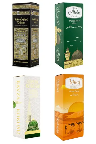 Kabe Örtüsü Kokusu Mescidi Aksa Kokusu Medine Ravza kokusu Ve Uhud Kokusu Sprey 400 Ml. 