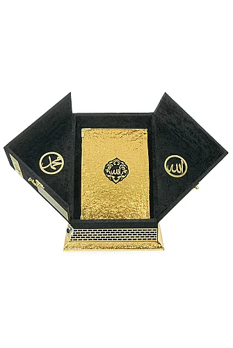 Kabe Tasarımlı Kutulu Gold Kuran Seti - Özel Sandıklı Hediyelik Kuranı Kerim - 4