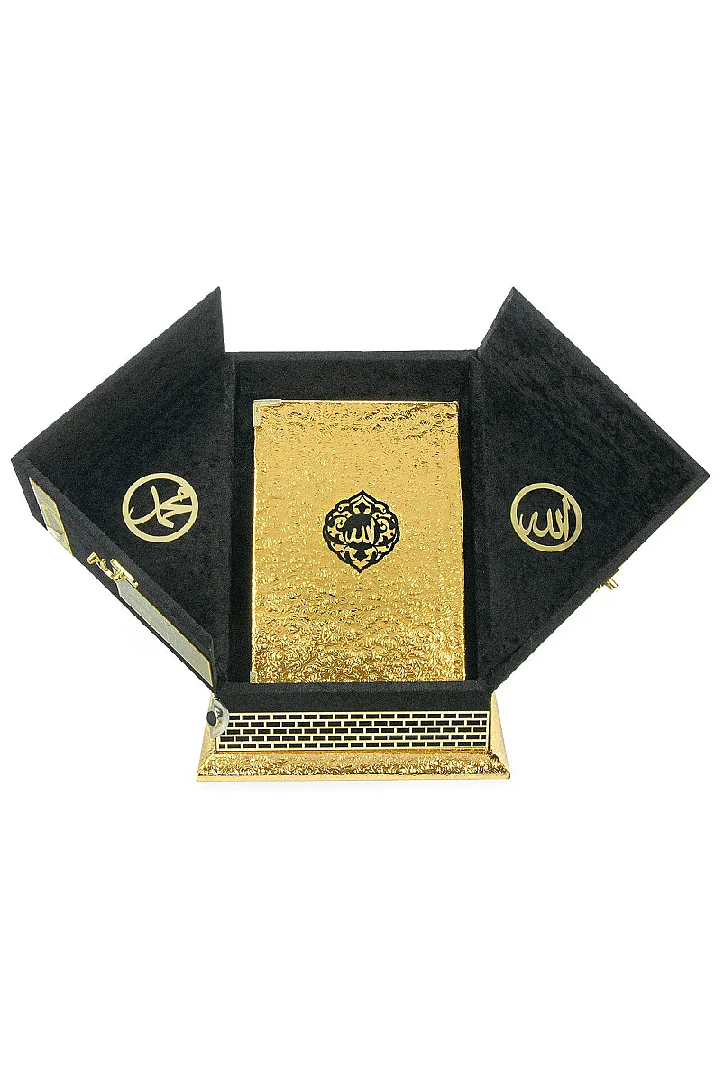 Kabe Tasarımlı Kutulu Gold Kuran Seti - Özel Sandıklı Hediyelik Kuranı Kerim - 4