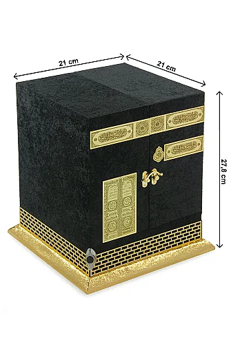 Kabe Tasarımlı Kutulu Gold Kuran Seti - Özel Sandıklı Hediyelik Kuranı Kerim - 11