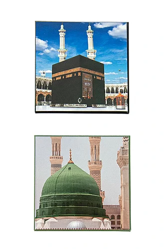 Kabe ve Ravza Temalı Magnet 2’li Set – Umre Hediyelik Buzdolabı Magneti 6.5x6.5 cm - ihvanonline (1)
