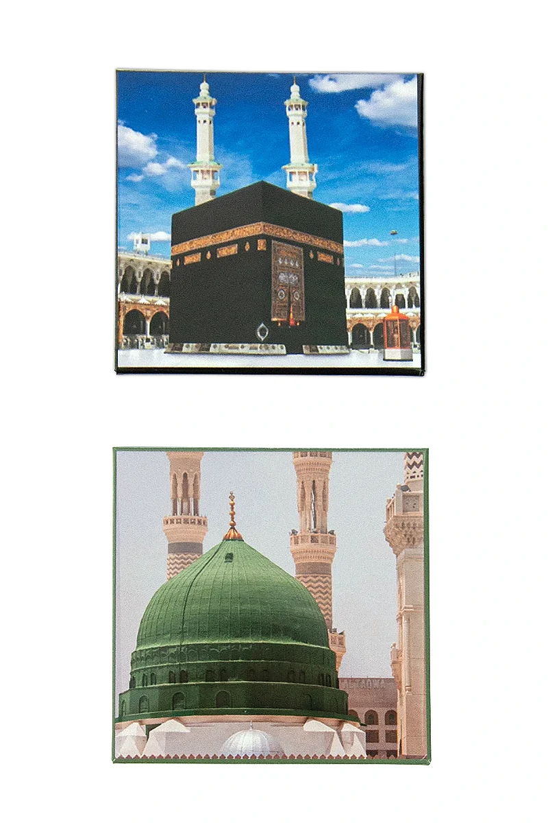 Kabe ve Ravza Temalı Magnet 2’li Set – Umre Hediyelik Buzdolabı Magneti 6.5x6.5 cm - 2