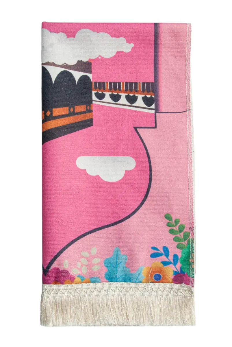 Kabeli Çiçek Desenli Çocuk Seccadesi Pembe - 3