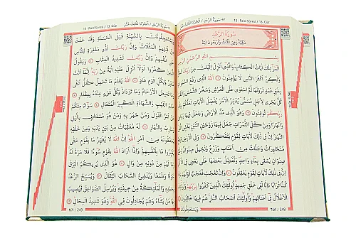 Kadife Kaplı Kabe Desenli Nakışlı Kuranı Kerim - Orta Boy - Yeşil - 5
