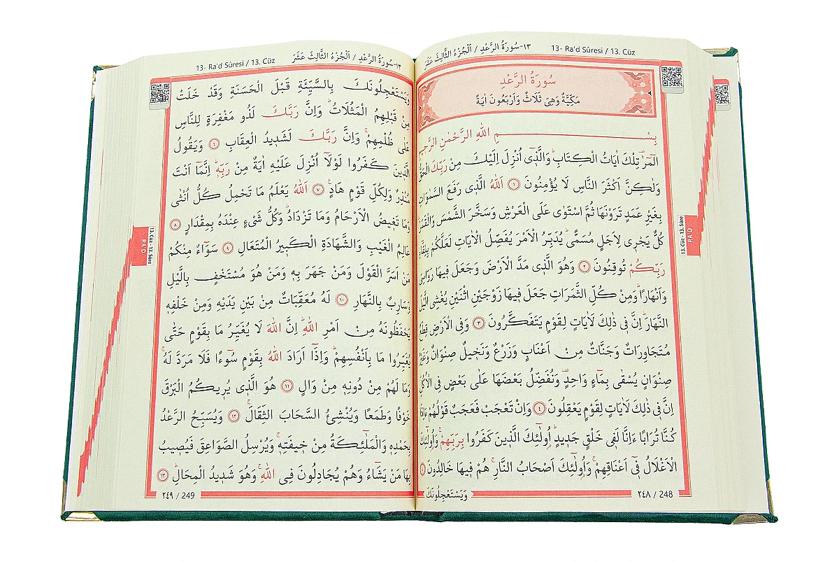 Kadife Kaplı Kabe Desenli Nakışlı Kuranı Kerim - Orta Boy - Yeşil - 5