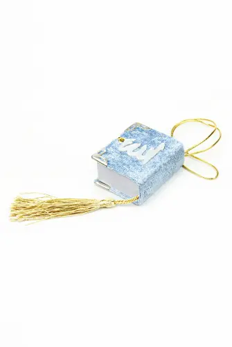 Kadife Kaplı Mini Kuranı Kerim Sade Arapça Mavi Bilgisayar Hatlı - İhvan (1)