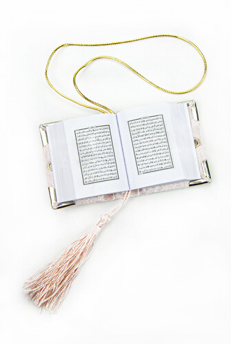 Kadife Kaplı Mini Kuranı Kerim - Sade Arapça - Pembe - Bilgisayar Hatlı - 3