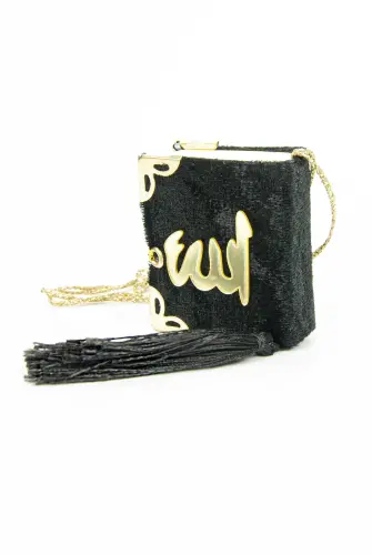 Kadife Kaplı Mini Kuranı Kerim - Sade Arapça - Siyah - Bilgisayar Hatlı 