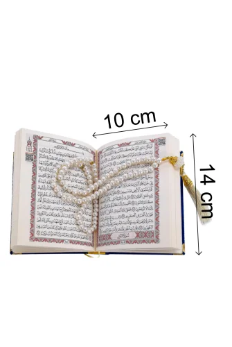Kadife Kaplı Sandıklı Cep Boy Hediyelik Kuranı Kerim Seti - Lacivert - 5