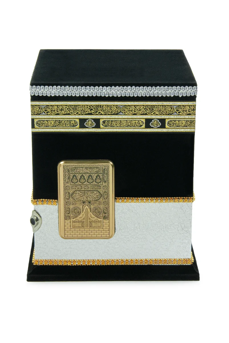 Kadife Kaplı Taş Detaylı Kabe Konseptli Maket, Hafız Boy Kuranı Kerim, Tespih ve Seccade Hediyelik Set - 5